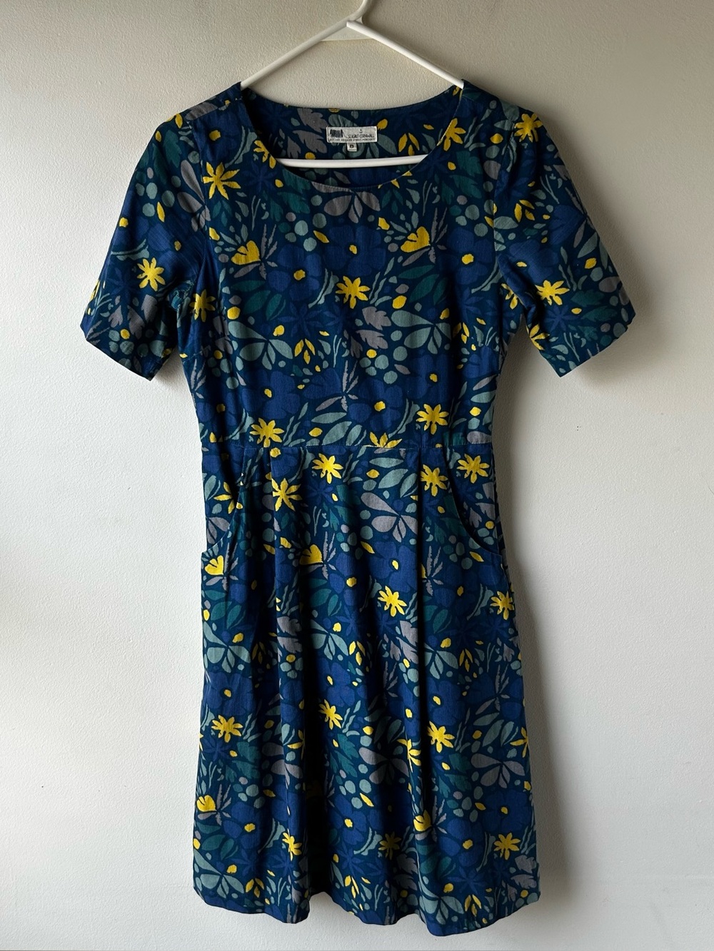 5 FOR $25 | Cottagecore Seasalt Cornwall Floral Corduroy Pleated Midi Dress Blue